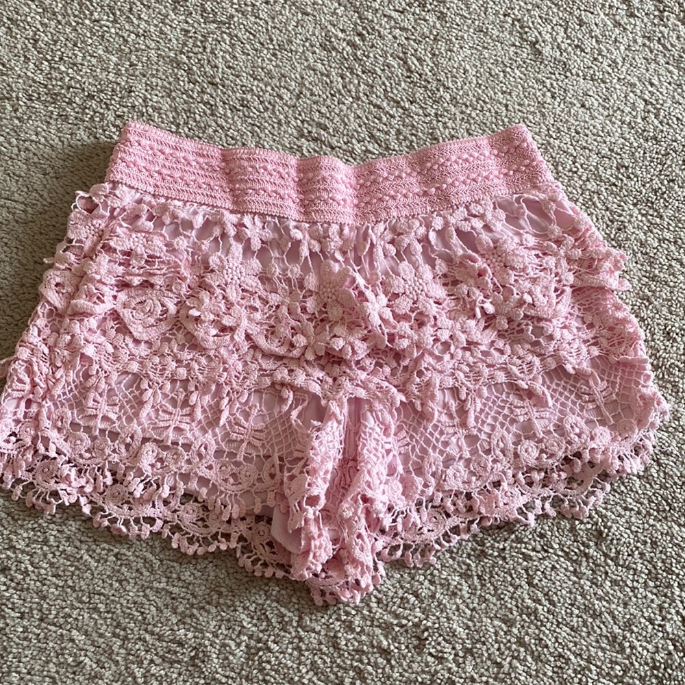 Pink Lace Stretch Shorts